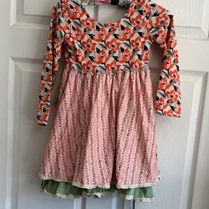 cheeky plum Pink, Orange and Green Mixed-Print Girls Dress